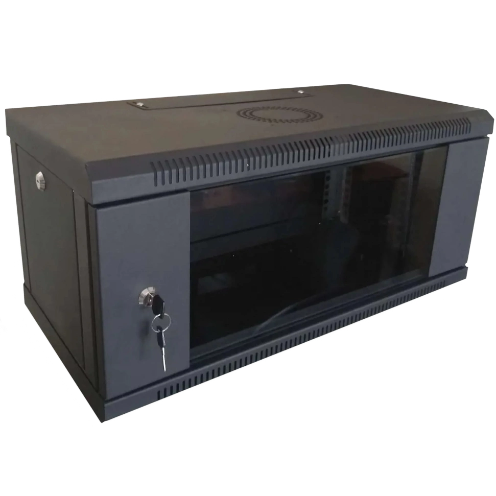 Шафа коммутаційна настінна розбірна чорна · Hypernet WMNC-4U-FLAT-AC-BLACK 4U 600x450
