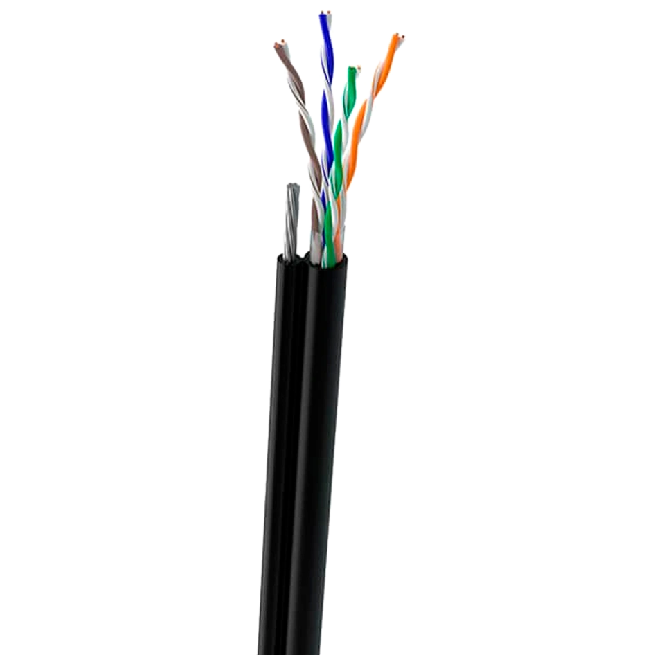 Кабель вуличний з тросом 7*0,5мм cat 5e · OK-Net UTP 4*2*0,49+ КППт-ВПбухта 305 м