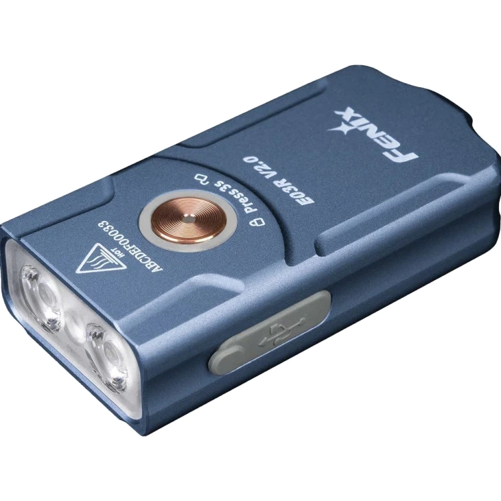 Ліхтар наключний синій · Fenix E03R V2.0