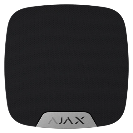 Superior HomeSiren black Jeweller · Бездротова внутрішня сирена з клемою для додаткового світлодіода Ajax