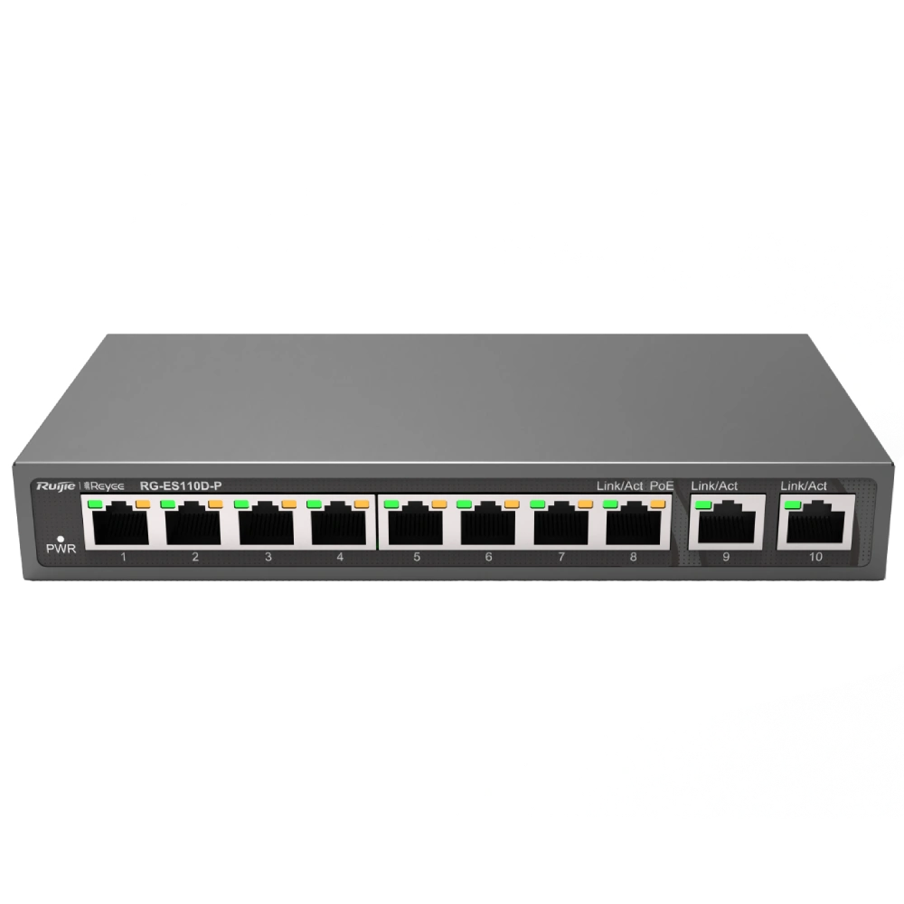 Комутатор 8 портів некерований · Ruijie Reyee RG-ES110D-P PoE