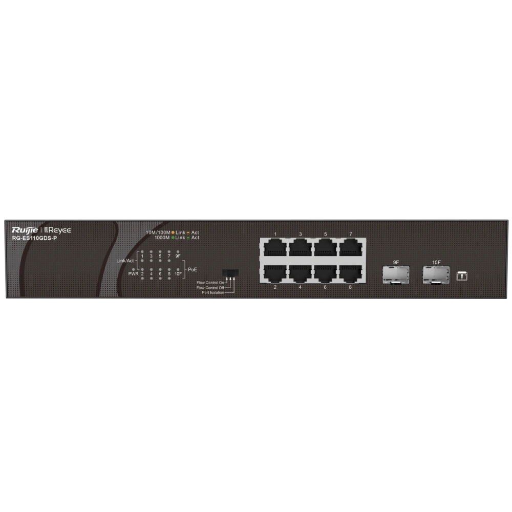 Комутатор 8 портів некерований · Ruijie Reyee RG-ES110GDS-P PoE