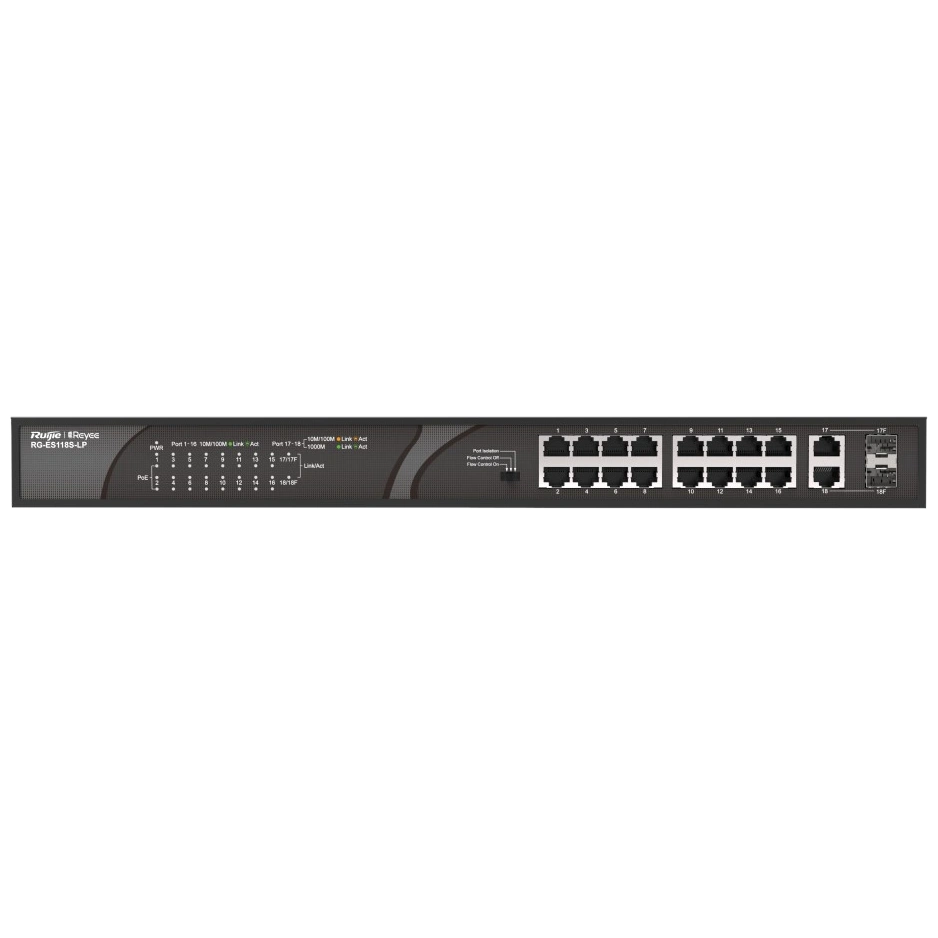 Комутатор 16 портів некерований · Ruijie Reyee RG-ES118S-LP PoE