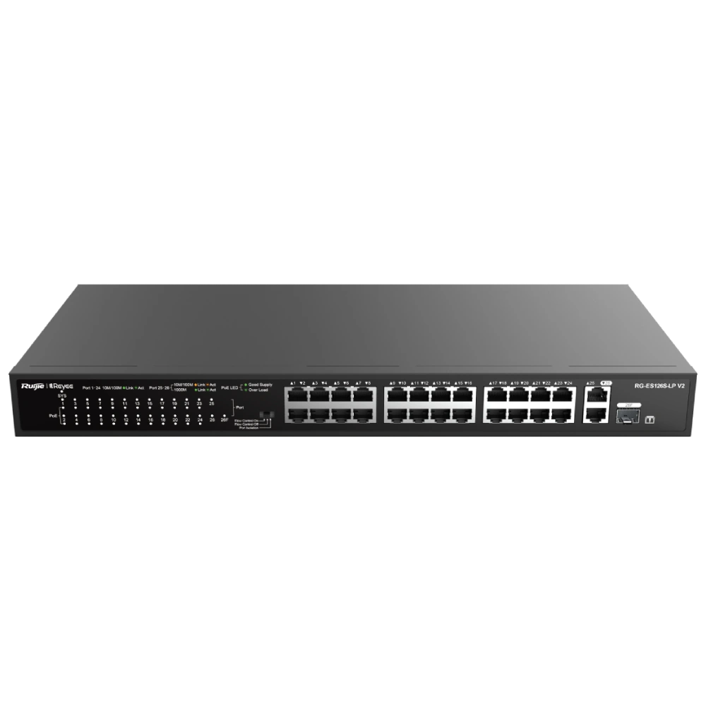 Комутатор 24 порти некерований · Ruijie Reyee RG-ES126S-LP V2 PoE