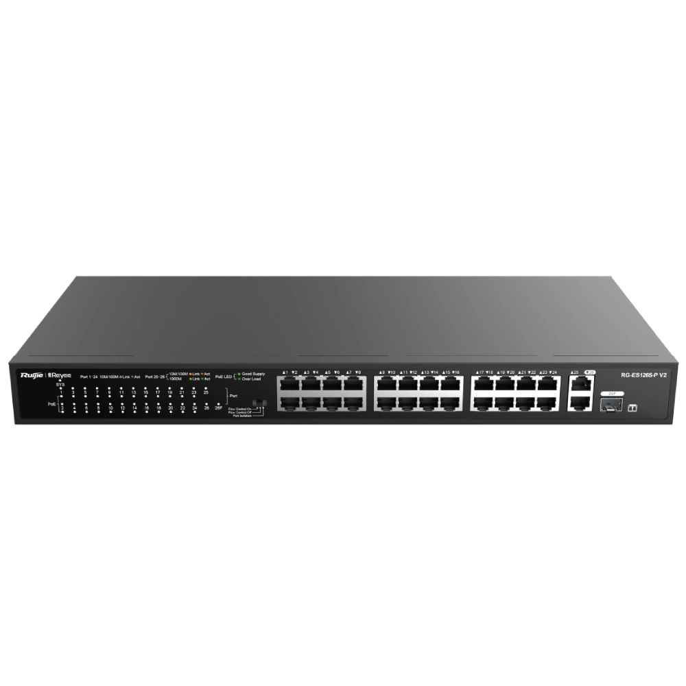 Комутатор 24 порти некерований · Ruijie Reyee RG-ES126S-P V2 PoE