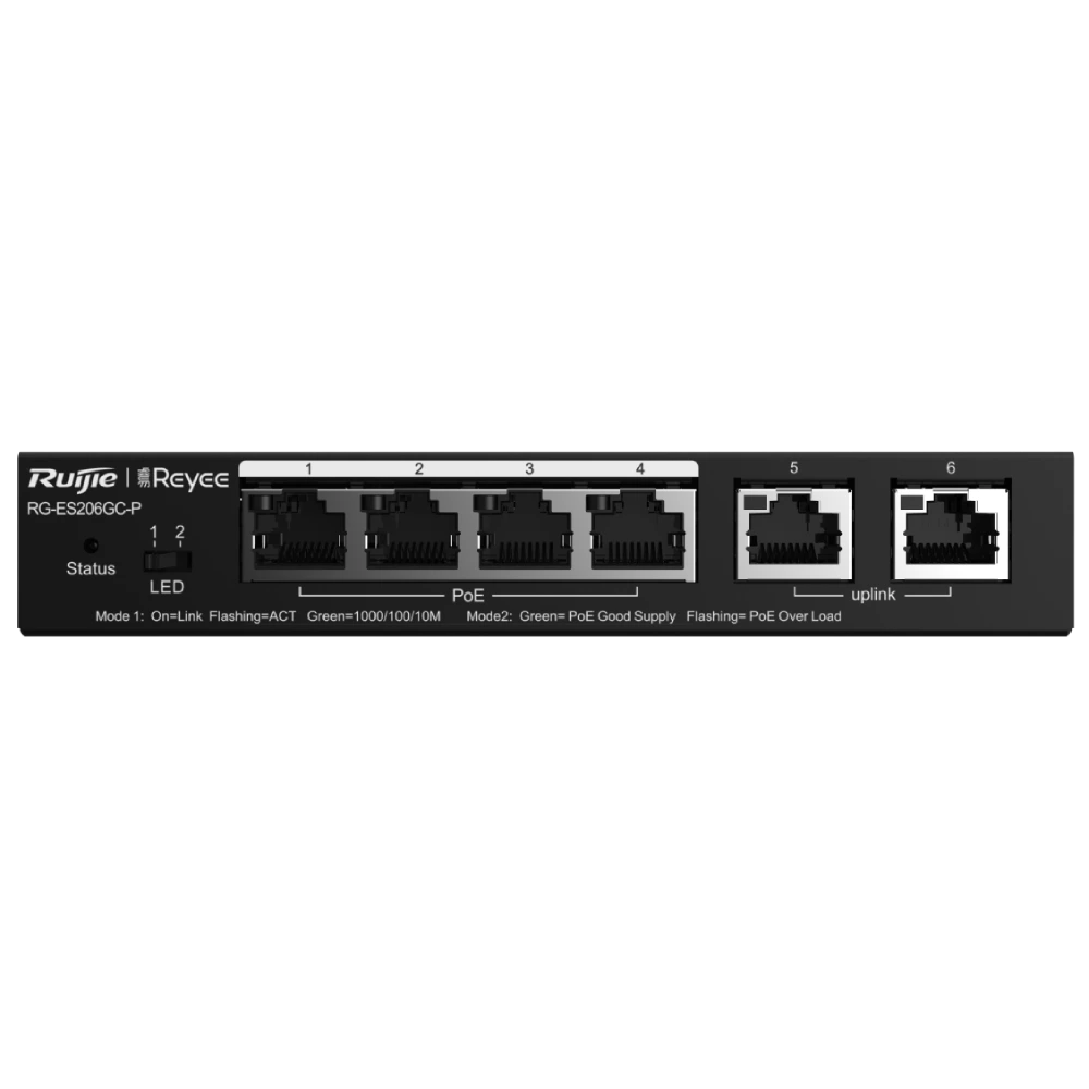 Комутатор 4 порти керований · Ruijie Reyee RG-ES206GC-P PoE