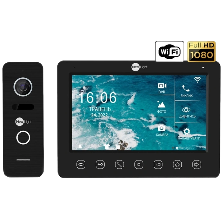 Комплект відеодомофона · NeoLight NeoKIT HD WF B/Black (KAPPA+ HD WF + PRIME FHD)