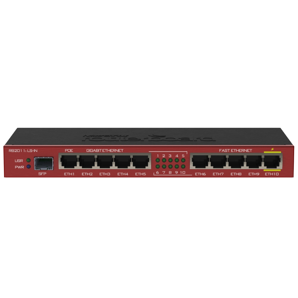 10-портовий маршрутизатор · MikroTik RB2011iLS-IN