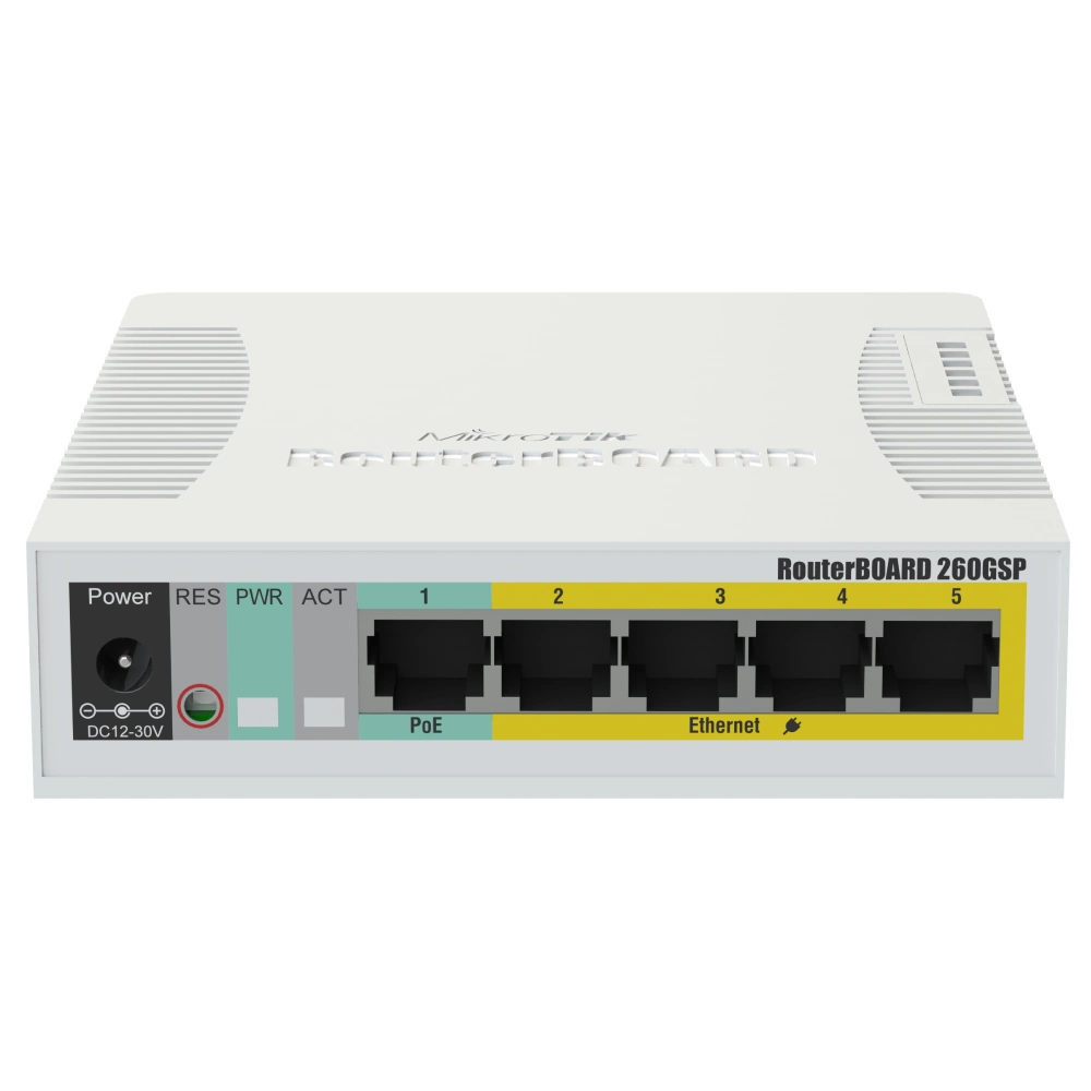 Комутатор 5 портів керований · MikroTik RB260GSP (CSS106-1G-4P-1S) PoE