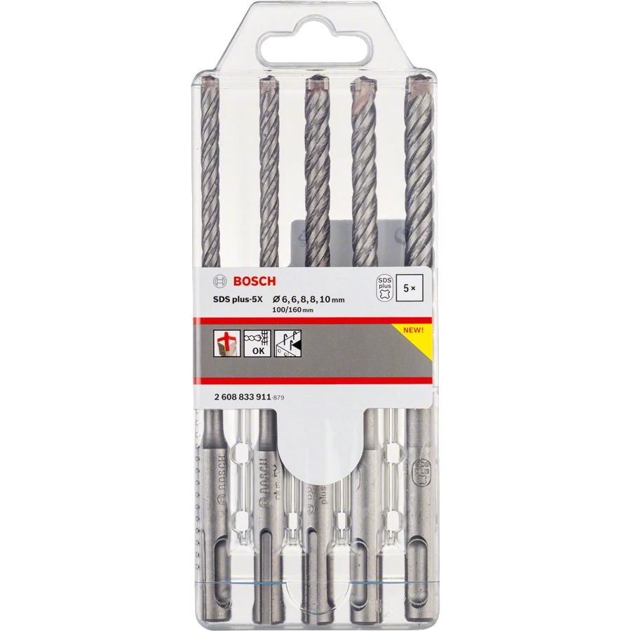 Набір бурів по бетону · SDS plus-5X 6/6/8/8/10