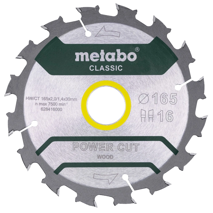 Пильний диск 165x30, Z16 WZ 5° /B · Metabo "power cut wood - professional" (628416000)