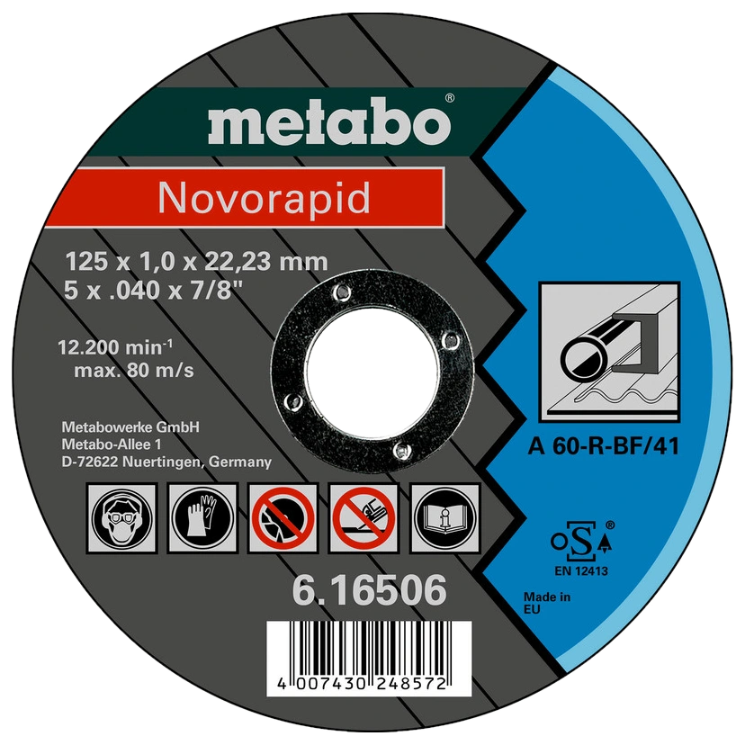 Відрізний круг по металу 125 x 1,0 x 22,23 мм, сталь, TF 41 · Metabo Novorapid (616506000)