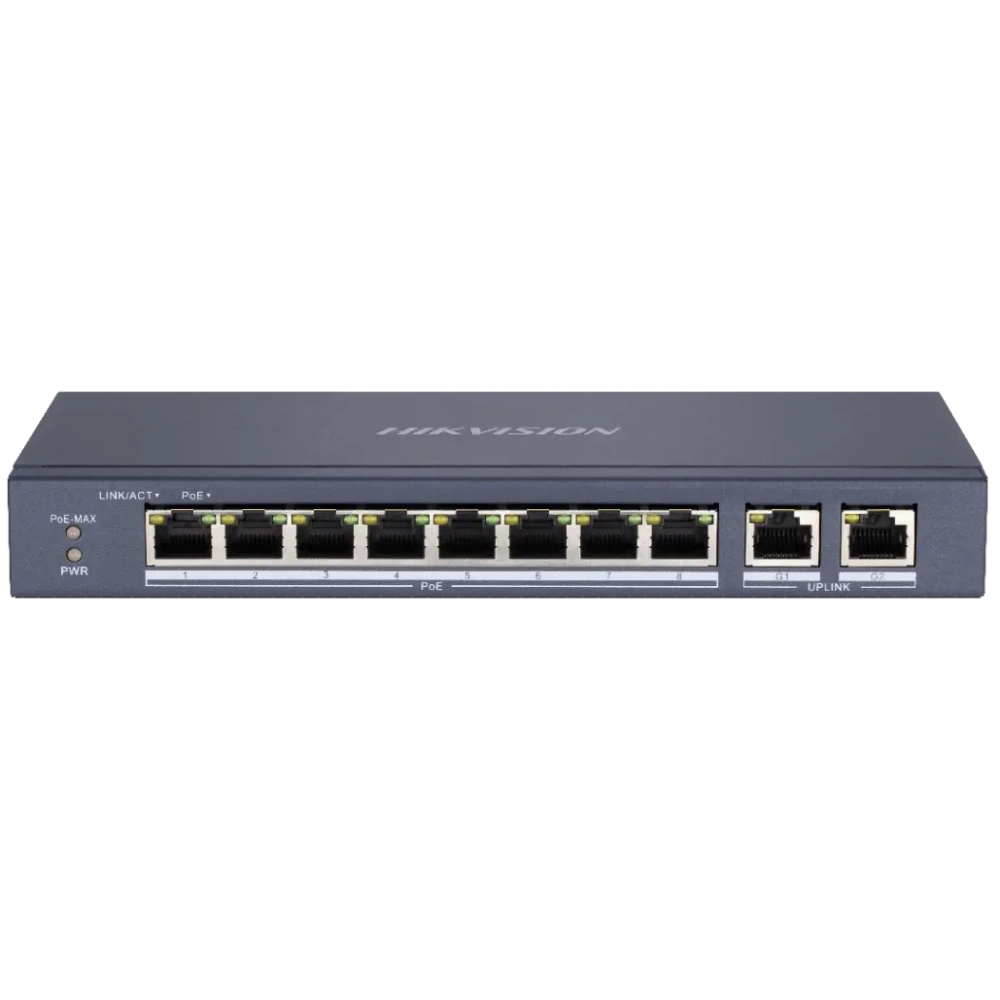 Комутатор 8 портів некерований · Hikvision DS-3E0310P-E/M PoE