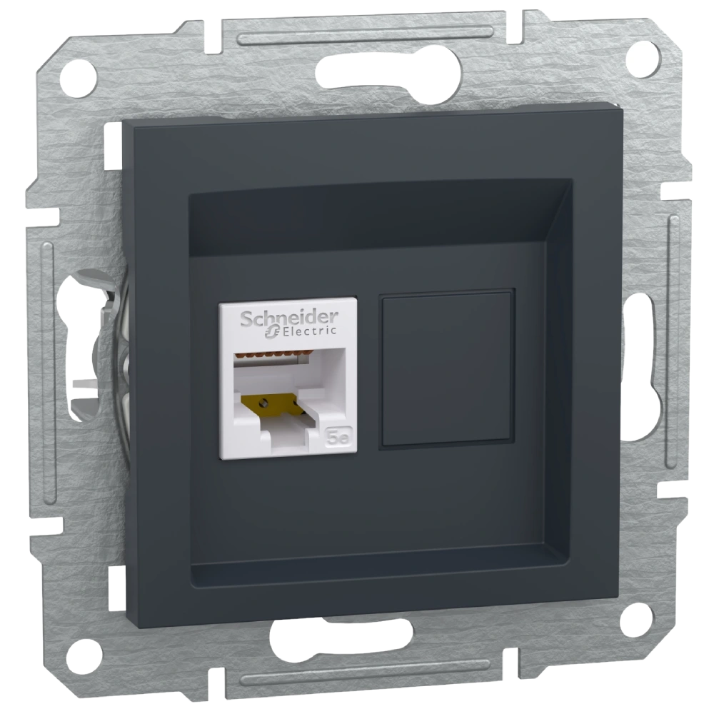РОЗЕТКА КОМП'ЮТЕРНА RJ45 UTP КАТ. 5Е АНТРАЦИТ · Schneider Electric Asfora EPH4300169