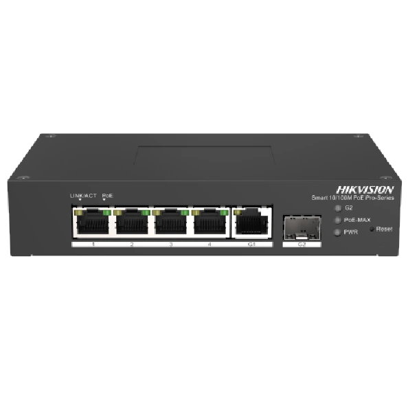 Комутатор 6 портів керований · Hikvision DS-3T1306P-SI/HS PoE