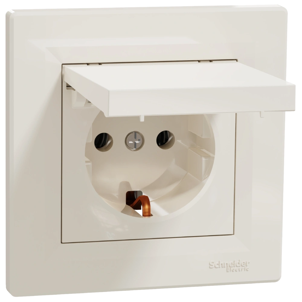 Розетка із кришкою, із заземленням · Schneider Electric Asfora EPH3100123