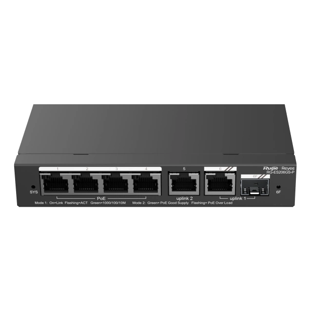Комутатор 6 портів керований · Ruijie RG-ES206GS-P PoE