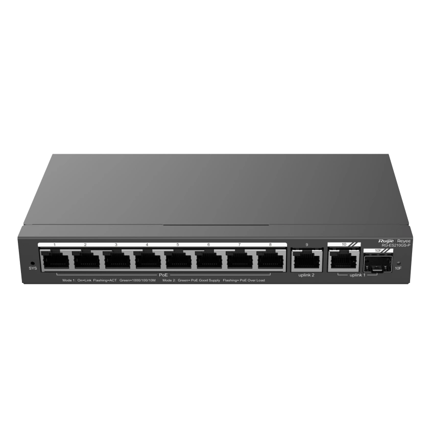 Комутатор 10 портів керований · Ruijie RG-ES210GS-P PoE