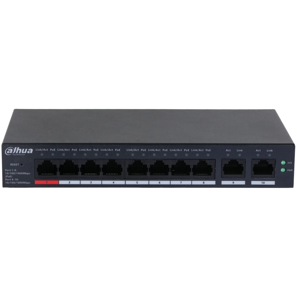 Комутатор 8 портів керований · Dahua DH-CS4010-8GT-110 PoE