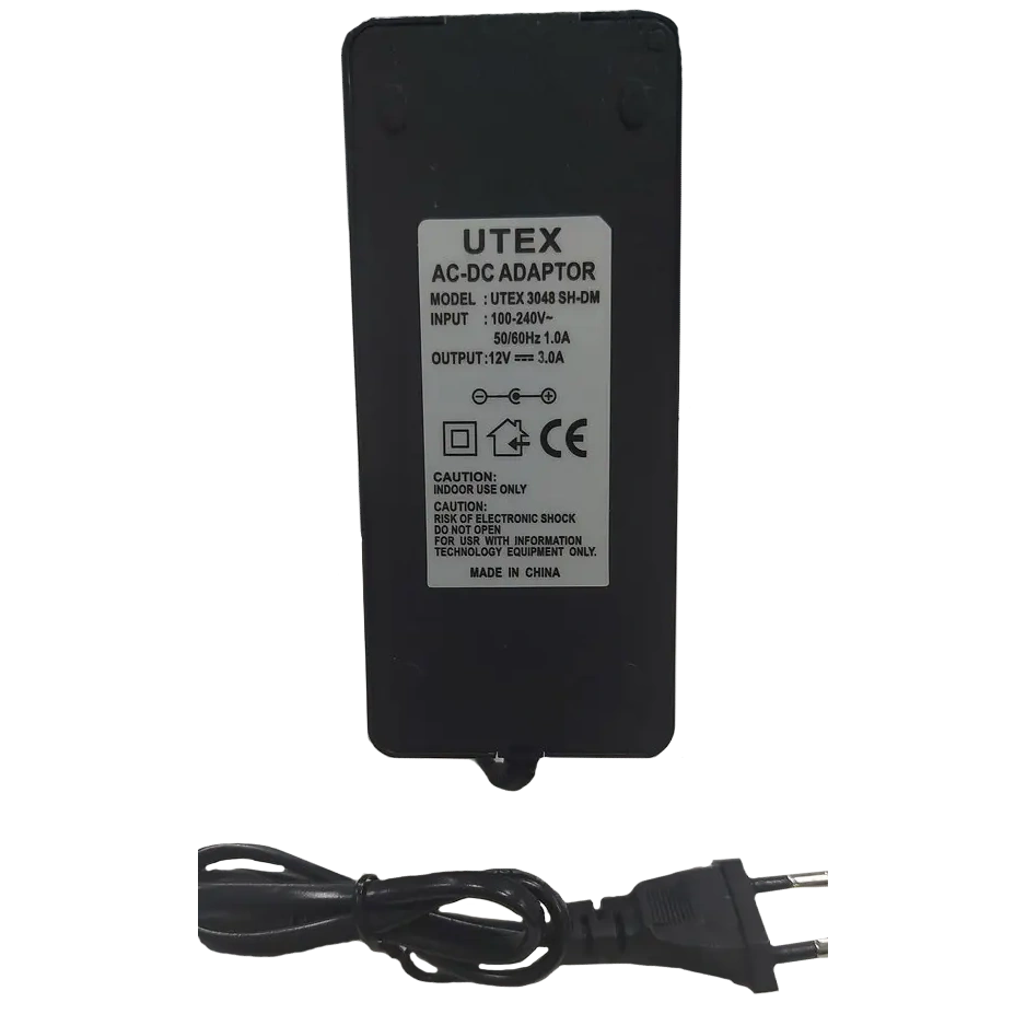Блок живлення у пластиковому корпусі (шнур вилка) · UTEX 3048SH-DM 12V 3А