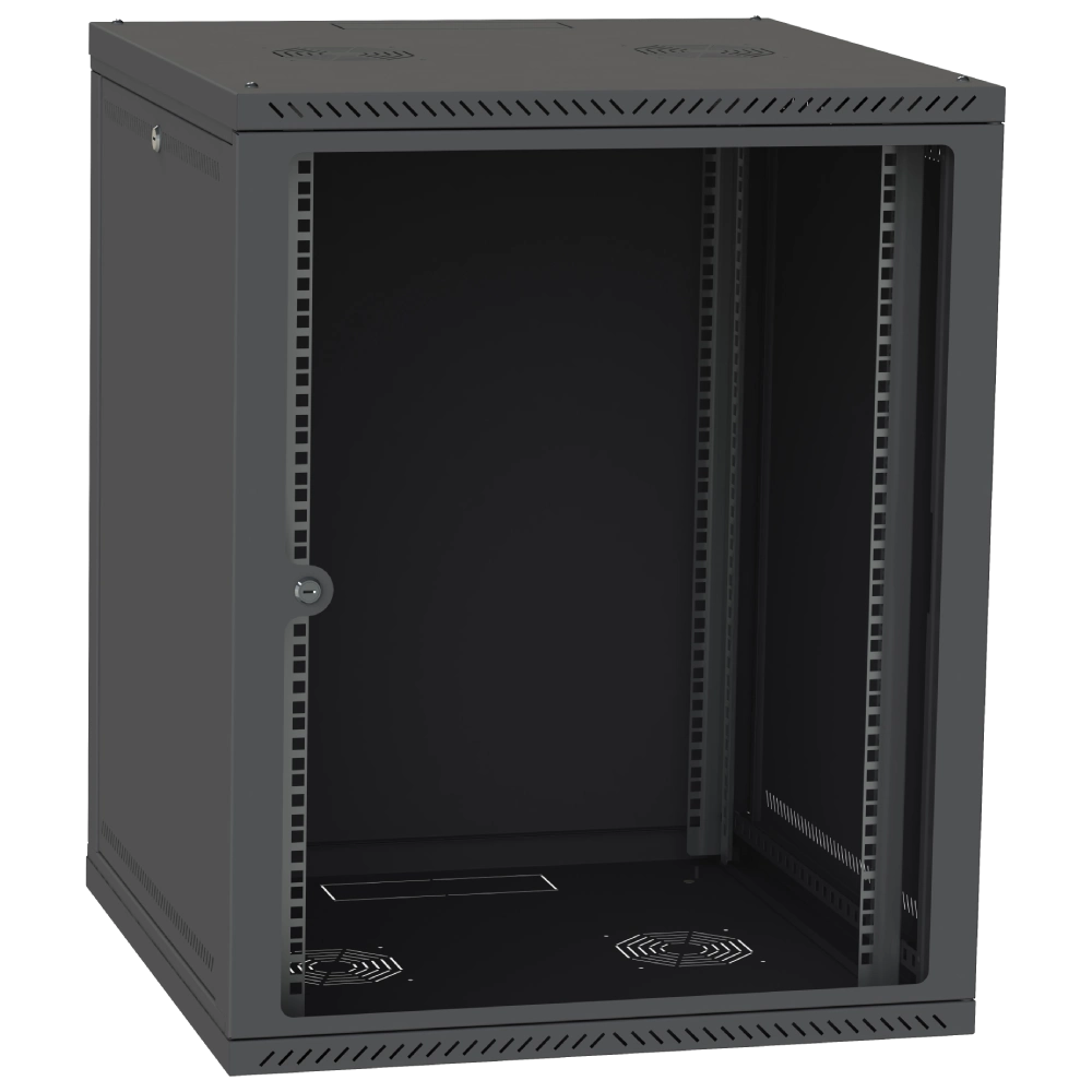 Шафа телекомунікаційна двері скло (чорна) · IPCOM 15U 600x600