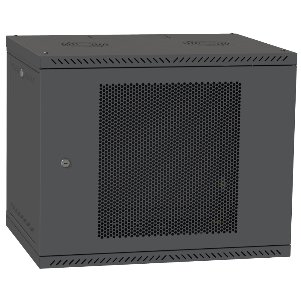 Шафа телекомунікаційна двері перф (чорна) · IPCOM 9U 600x450