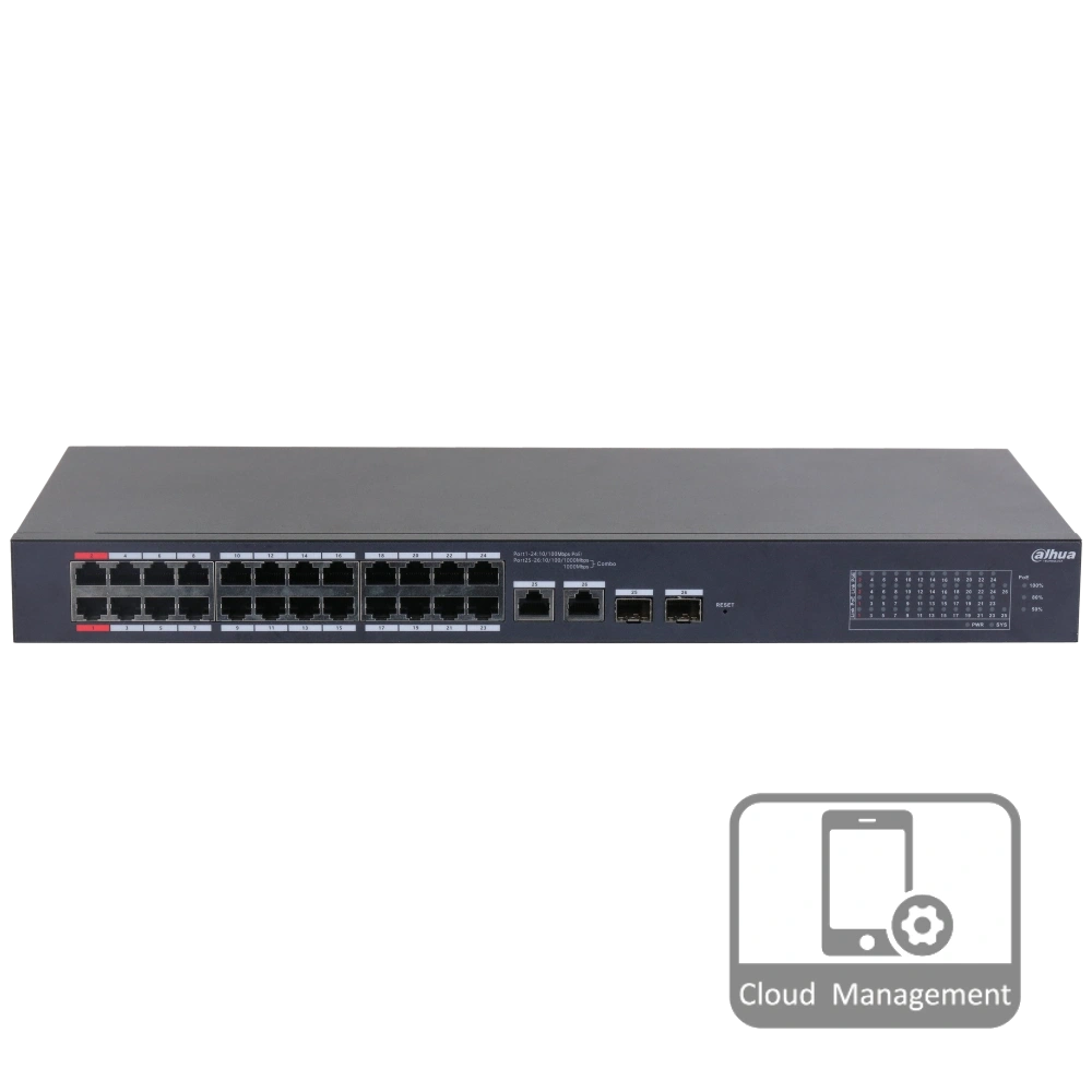 Комутатор 28 портів керований · Dahua DH-CS4226-24ET-240 PoE