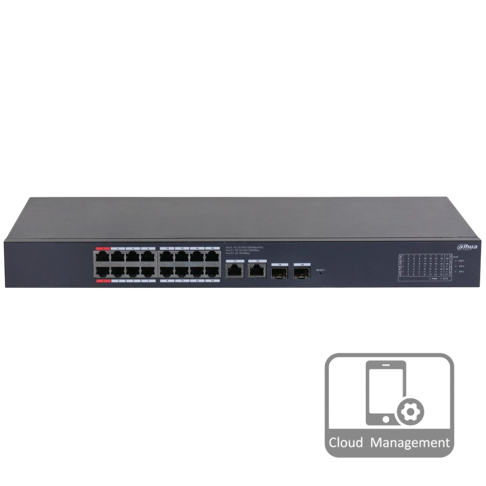 Комутатор 20 портів керований · Dahua DH-CS4220-16GT-190 PoE