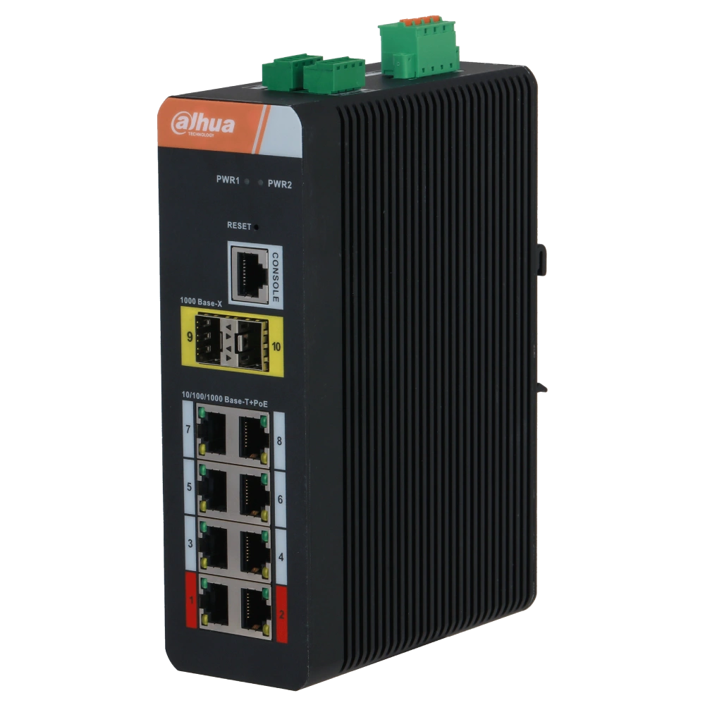 Комутатор 10 портів керований · Dahua DH-IS4210-8GT-120 PoE
