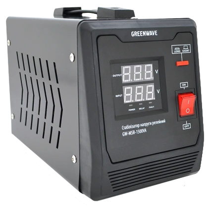 Стабілізатор напруги релейний 1xShuko, DC140-260V, AC220±8%, BOX · Green Wave Mauser 1500VA (1050Вт)