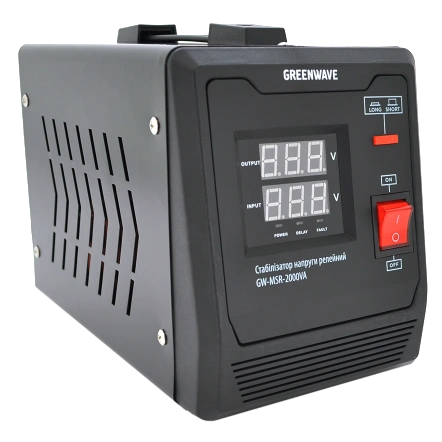 Стабілізатор напруги релейний 1xShuko, DC140-260V, AC220±8%, BOX · Green Wave Mauser 2000VA (1400Вт)
