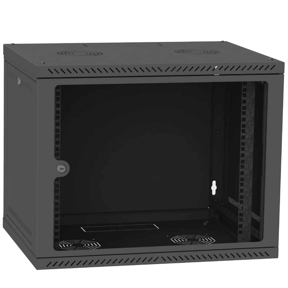 Шафа телекомунікаційна двері скло (чорна) · IPCOM 12U 600x600