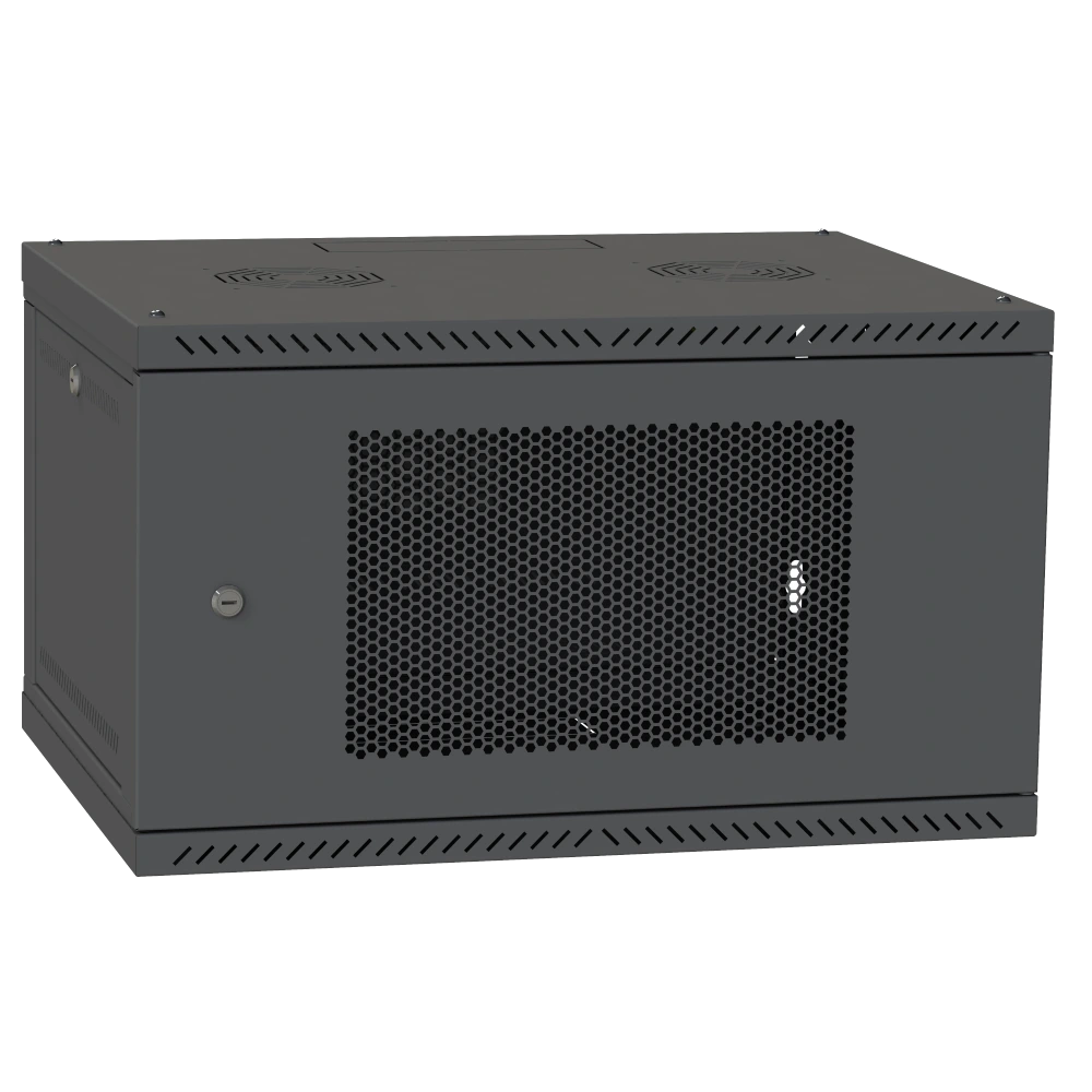 Шафа телекомунікаційна двері перф (RAL9005) · IPCOM 4U 600x350