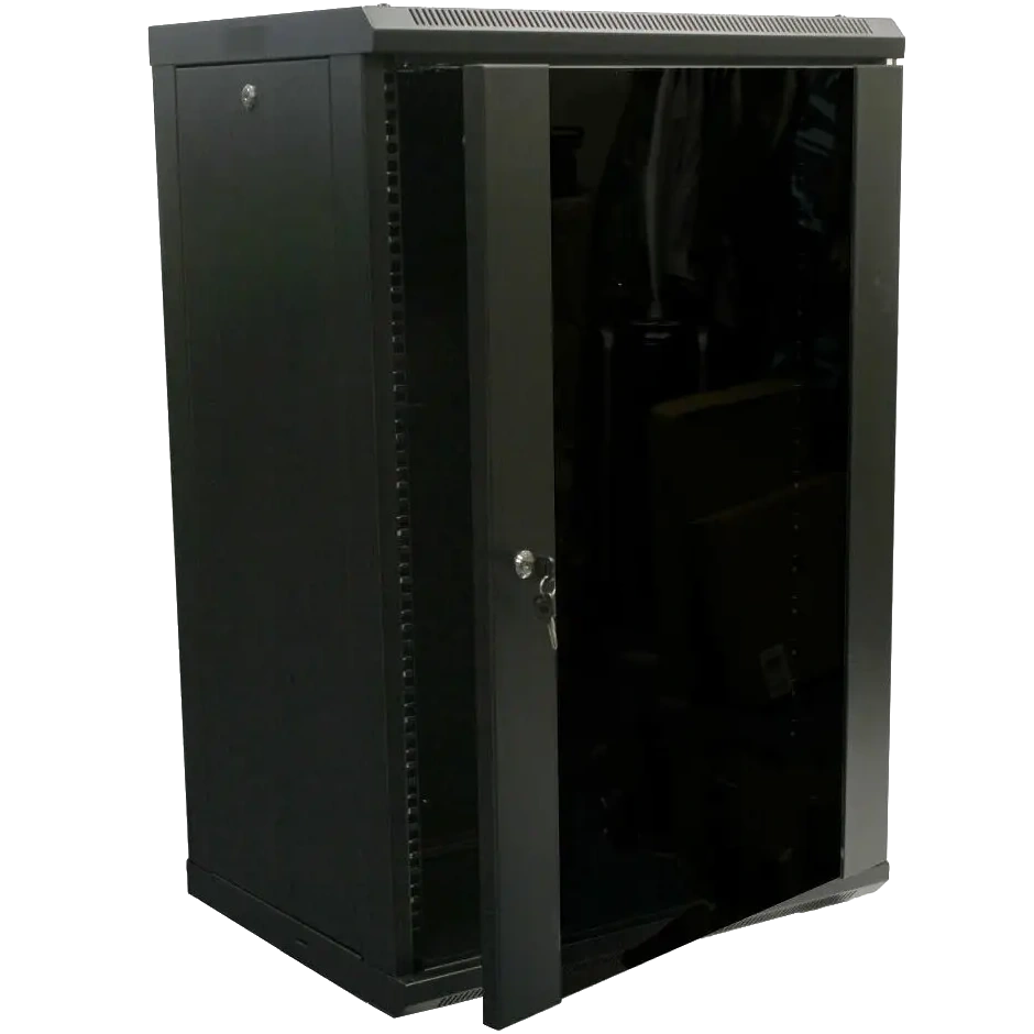 Шафа коммутаційна настінна розбірна · Hypernet WMNC-15U-FLAT- BLACK15U 600x450
