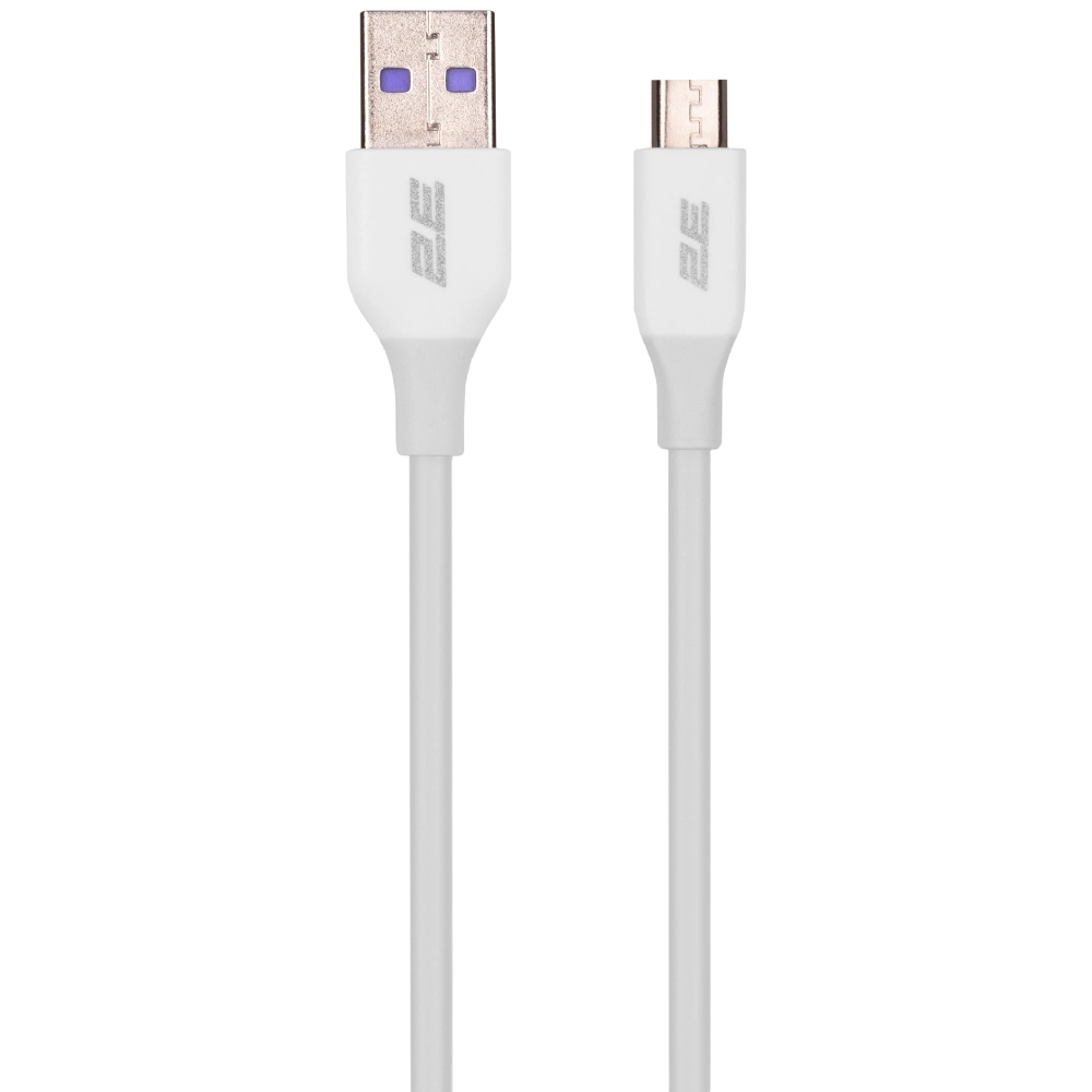 Кабель · 2E USB-A-MICROUSB, GLOW, 1M, WHITE (2E-CCAM-WH)