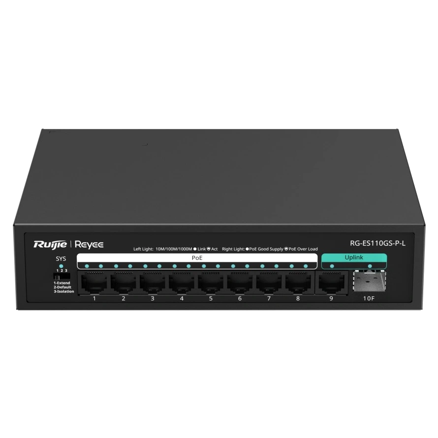 Комутатор 10 портів некерований · Ruijie Reyee RG-ES110GS-P-L PoE
