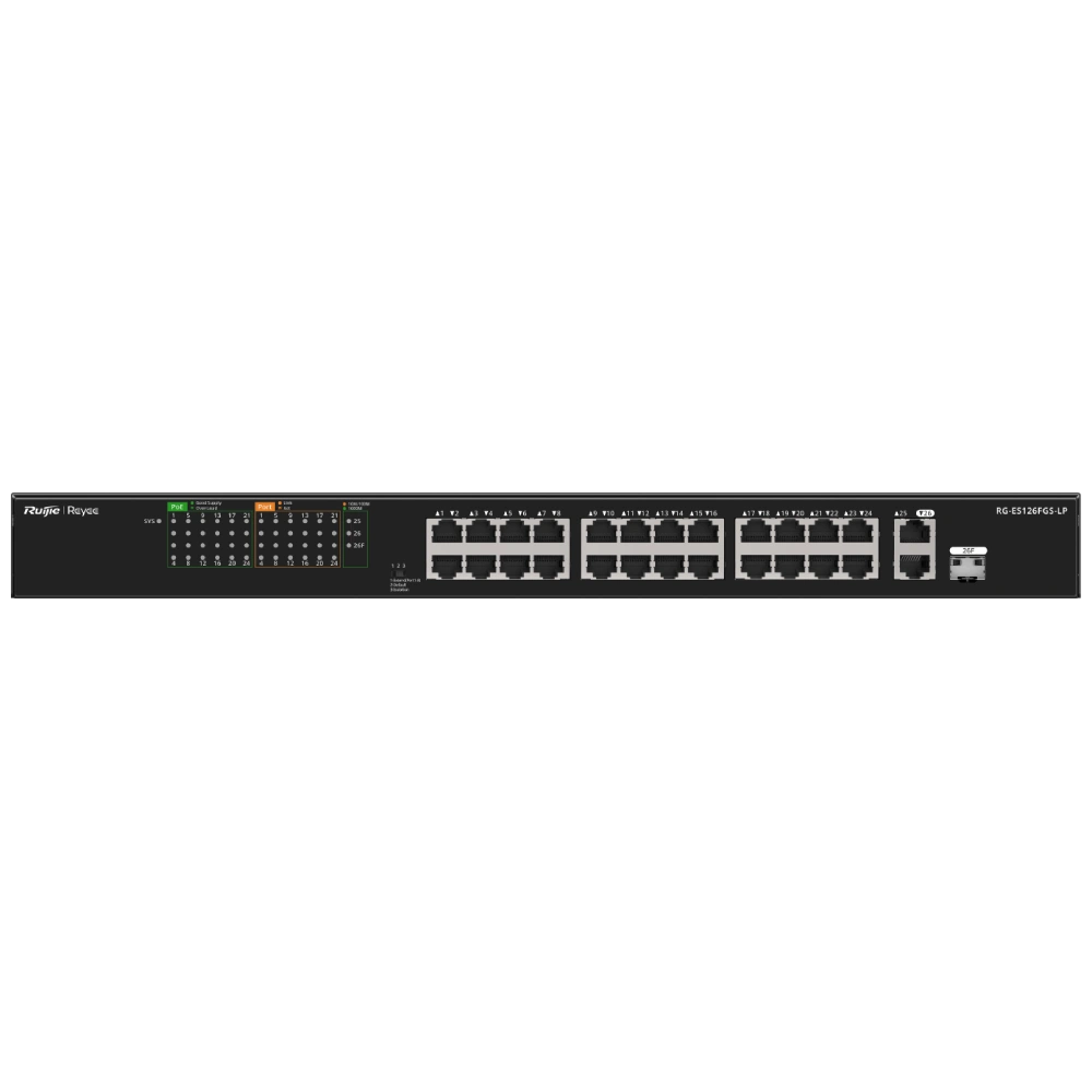 Комутатор 26 портів некерований · Ruijie Reyee RG-ES126FGS-LP PoE