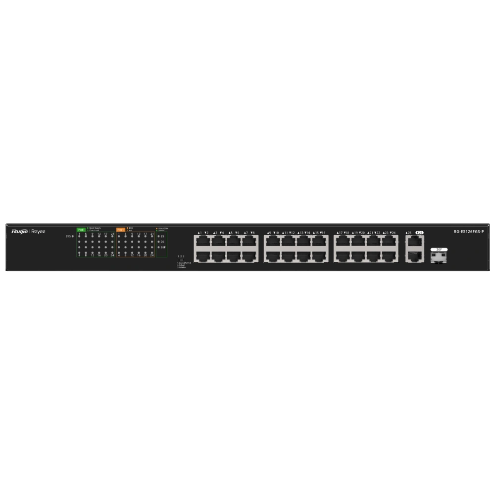 Комутатор 26 портів некерований · Ruijie Reyee RG-ES126FGS-P PoE