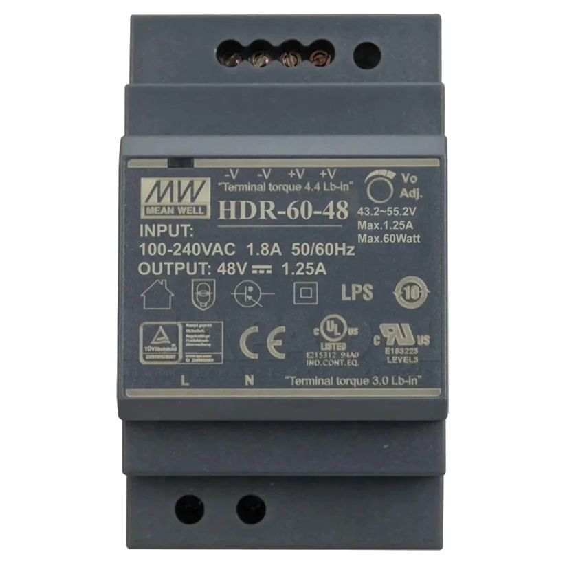 Блок живлення · Mean Well HDR-60-48 48B 1.25А для монтажа на DIN рейку