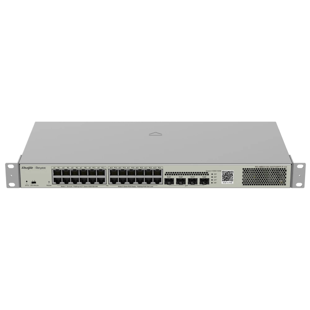 Комутатор 24 порти керований · Ruijie RG-NBS3100-24GT4SFP-P-V2 L2 POE