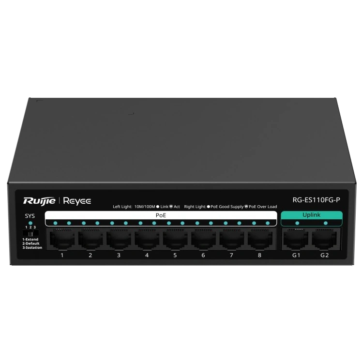 Комутатор 10 портів некерований · Ruijie Reyee RG-ES110FG-P PoE