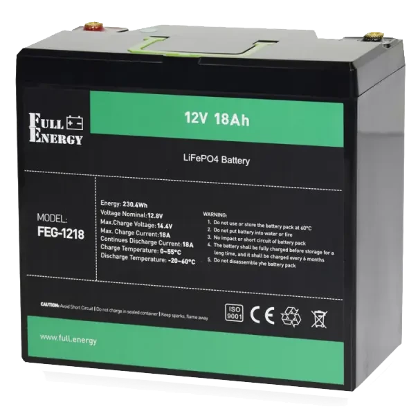 Літієва акумуляторна батарея · Full Energy FEG-1218 12В 18А•г