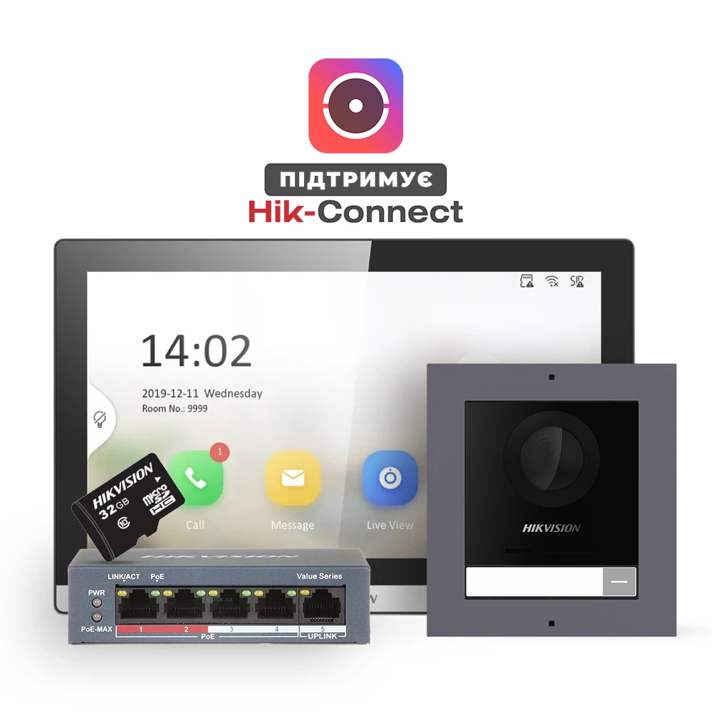 Комплект (накладна панель) · DS-KD8003-IME1(B)+DS-KH6350-TE1+HS-TF
