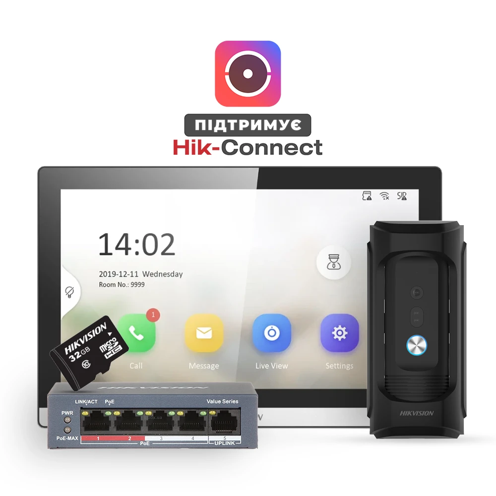 Комплект · DS-KB8113-IME1(B) UKR+DS-KH6350-TE1+HS-TF
