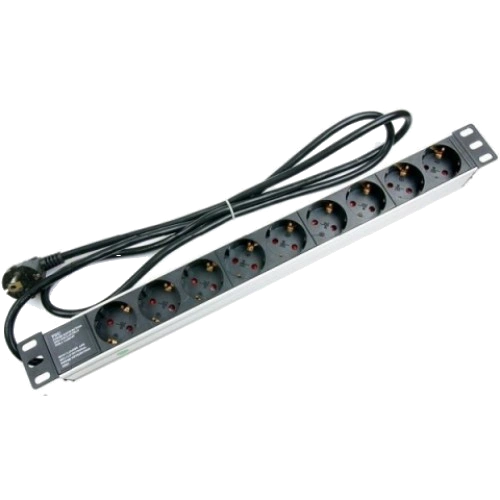 Фільтр мережевий 220В 9 розеток кабель 1.8м 19'' · Hypernet SPP9-E