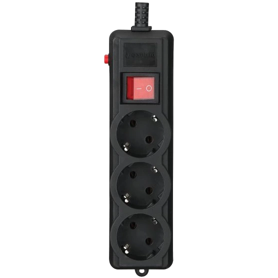 Мережевий фільтр 1.8 м кабель 3 розеток · Gembird SPG3-G-6B-PRO