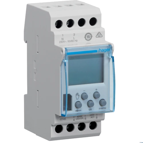 Таймер цифровий тижневий, 1-канал+Bluetooth, запас ходу 5 років · Hager EGN103