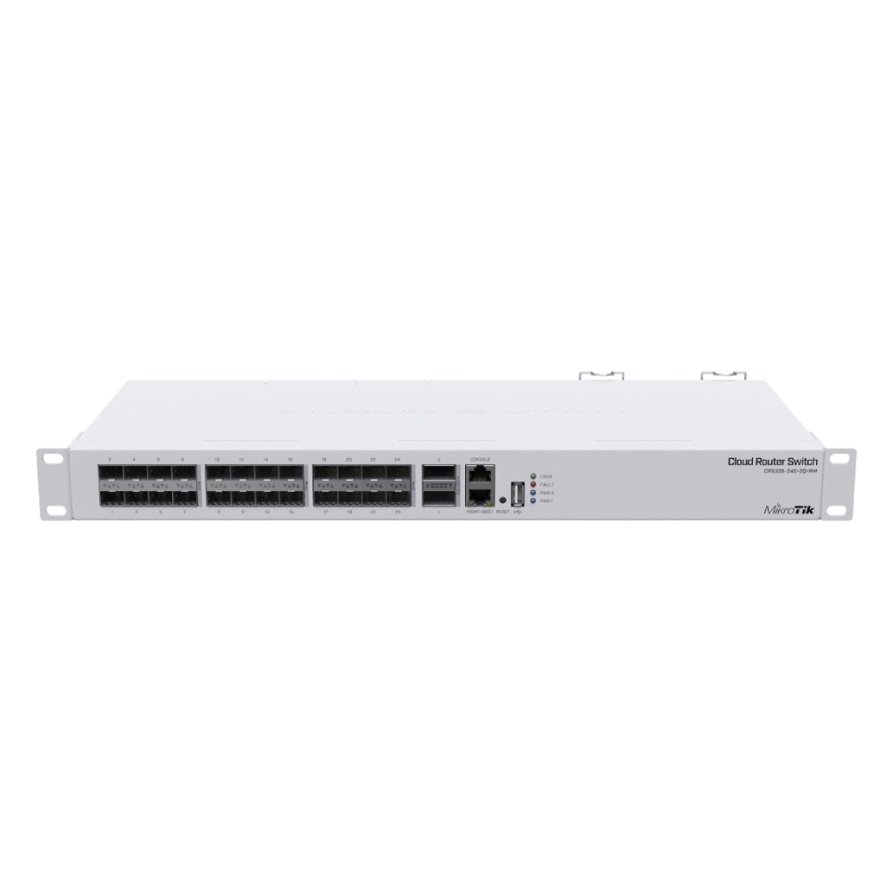 Комутатор 24 порти керований · MikroTik CRS326-24S+2Q+RM