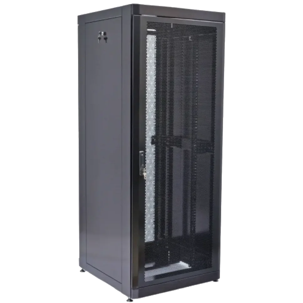 Шафа чорна, перфоровані двері · 19" 45U, 800х865 мм