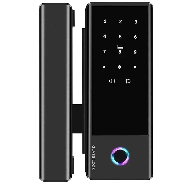 Розумний біометричний замок на скляні двері · SEVEN LOCK SL-7776BF black